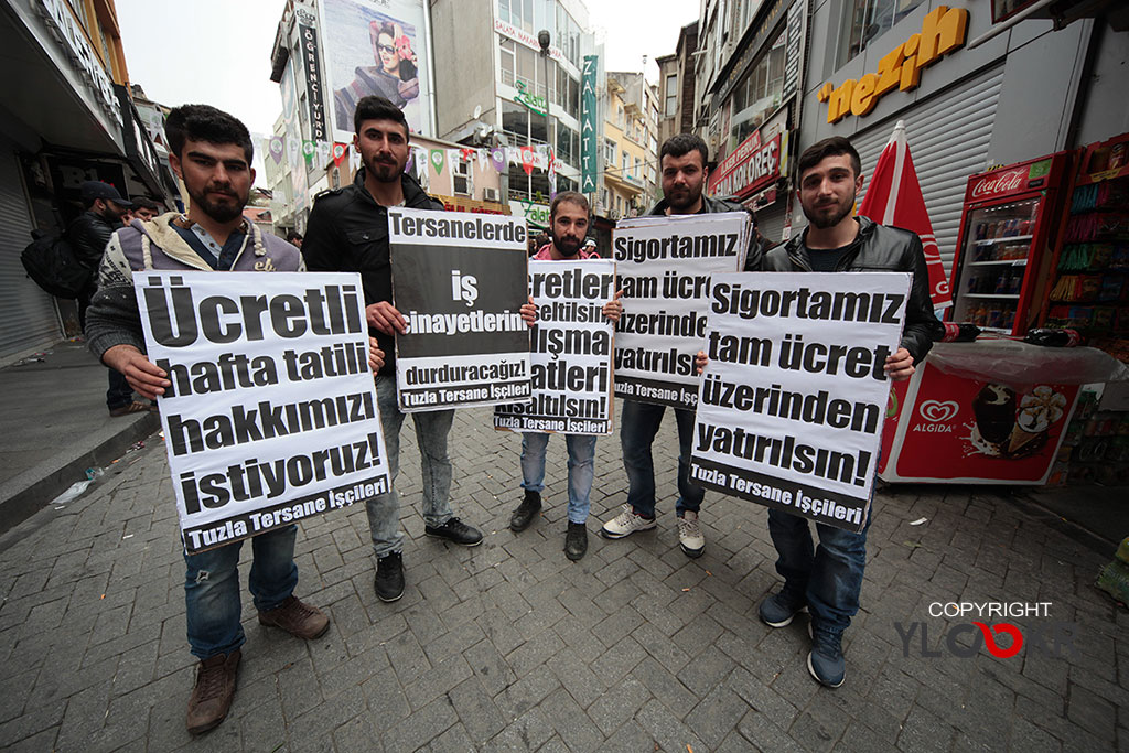 1 Mayıs 2015; İstanbul, Beşiktaş, Tuzla tesane İşçileri