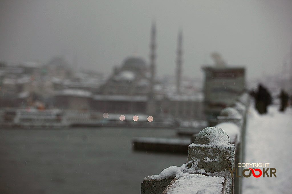 Galata Köprüsü, Kar, Kış, balıkcılar