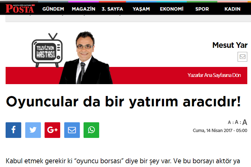 Posta Gazetesi; Mesut Yar; Televizyon Hastası