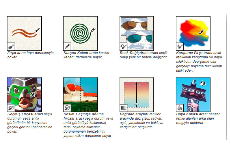 Photoshop Boyama araçları galerisi